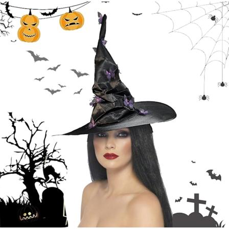 Musta Halloween-noitakorkki Noitakorkki Naiselle Perhosella Hauska Noitakorkki Noitakorkki Halloweenille Karnevaaliin naamiaisiin Pukeutumiseen