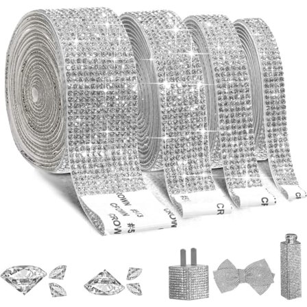 4 Rhinestone Tape Stickers, Krystal Rhinestone Diamant Tape, Crys