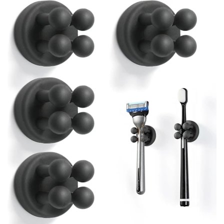 Tandbørsteholder i silikone - 4 stk. Tandbørstekrog Enkel tandbørstekrog til væg til ophængning Badeværelse Køkken Kontor