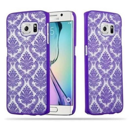 Coque för Samsung Galaxy S6 EDGE Fodral i VIOLETT Hårda Bakstycket Skyddsfodral Blommigt Paisley Henna