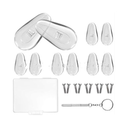 Brilleneseputer, Briller Reparasjonssett, Skru inn Neseputer, Myke Silikon Neseputer med Skruer Skrutrekker Pinsett (6)