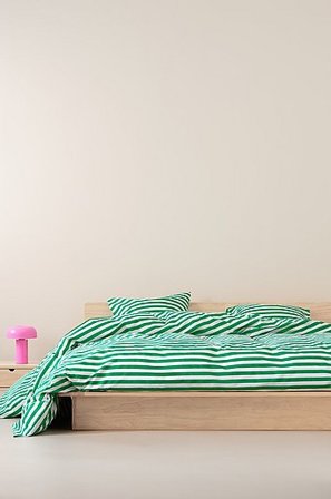 Jotex - Påslakanset Dubbelsäng Ekologisk Smaragdgrön/vit KAYO - Köp Dubbelsäng hos Jotex