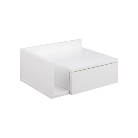 Hvidt Ashlan sengebord, væghængt & vendbar med opbevaring - 40x32x16,5cm - Perfekt til soveværelset