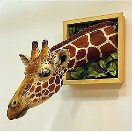 Girafhoved 3d vægdekoration, realistisk dyre latex statue vægkunst, soveværelse rumudsmykning omfavner den naturlige boligindretning boligindretning