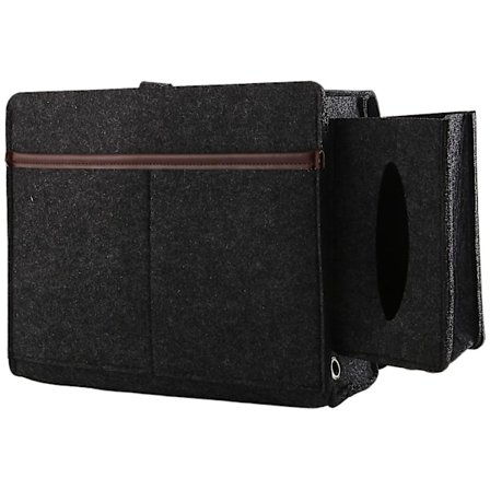 Sängbord Organizer, Filt Säng Med Vävnadslåda Och Vattenflaskehållare, Telefon - Mörkgrå