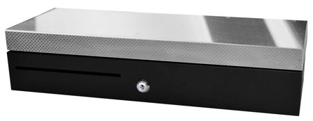 APG Flip Lid Cash Drawer, Black, SS Front, 460 x 170 x 100, RJ11 cable, 24v