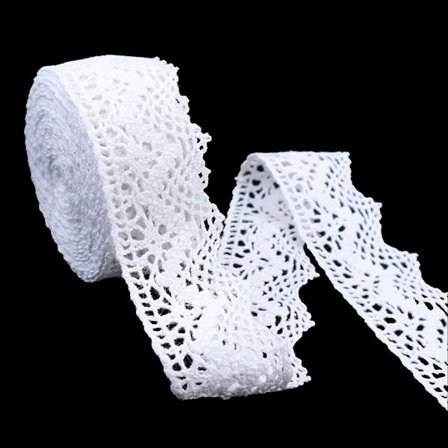 Hvidt blondebånd 10 meter hæklet blondebånd bomuldssyebånd til håndværk, gaveindpakning, bryllupsdekoration, scrapbookingtilbehør