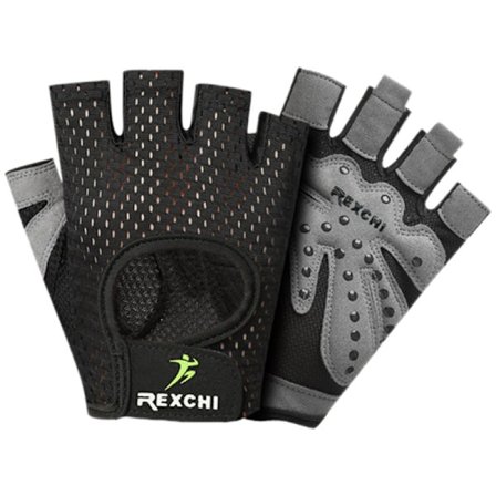 Fitnesshandskar halvfinger damer skydd hantel horisontell stångövning cykling bergsklättring halkfri andningsbar(L,XG08 svart)