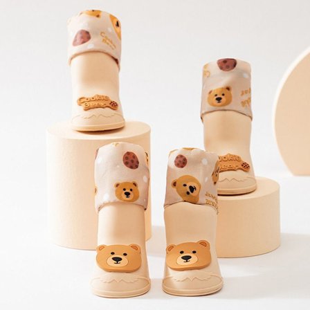 4st/ set Pet Silikon Regnstövel Hundskor BRUN L