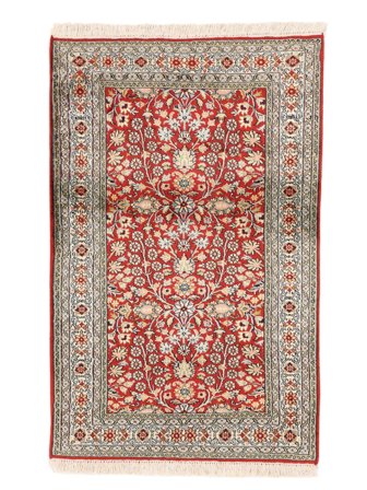 Oriental Kashmir Pure Silk Rug 77X119 Brown/Beige Silk, India
