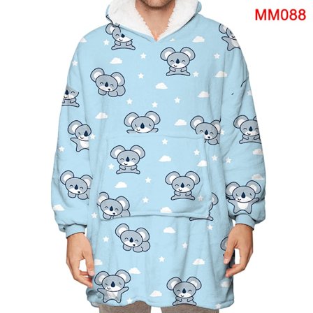 Filt Hoodie Sweatshirt Stor TV-filt Bärbar filt Super Varm Mjuk Mysig Fleece Huvtröja För Barn/Vuxen