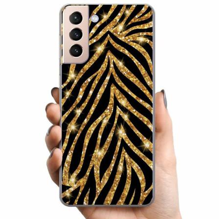 Samsung Galaxy S21 Tpu Mobilskal Gold & Glitter