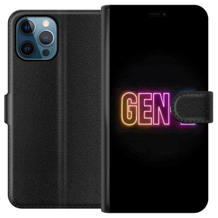 Kompatibelt Lommeboketui til Apple Apple iPhone 12 Pro Neontext Gen Z i fargerikt lys mot mørk bakgrunn i moderne digital stil