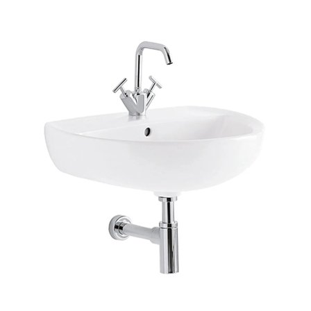 Lavabo Geberit Colibrì 55 cm monoforo sospeso bianco lucido