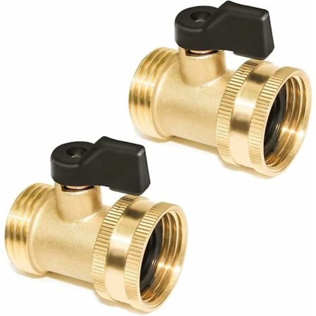 Kuleventil i messing 3/4 med håndtak for hageslange, 25 mm (2 stykker)