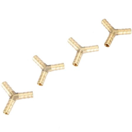 4 stk. 8 mm 3-vejs Y-formet messingtilslutning med pigge, T-kobling til luft-, gas- og vandtilslutninger, A