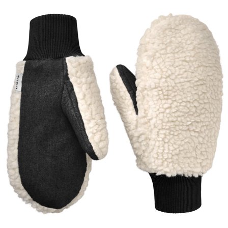 PolarPlush | Black & White Wool Blend Mittens for Men - Winter Gloves