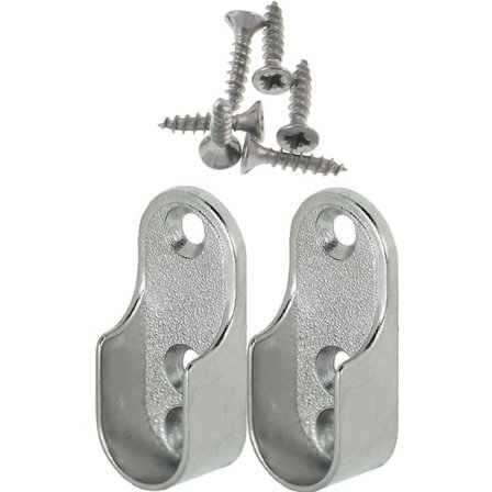 Oval möbelstångshållare förnicklad stål 2 stycken garderobsrörsstöd