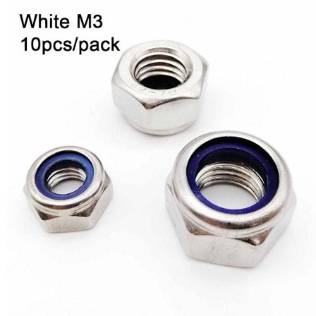 10st Självlåsande Mutter Låsmutter VIT M3 M3 white M3-M3