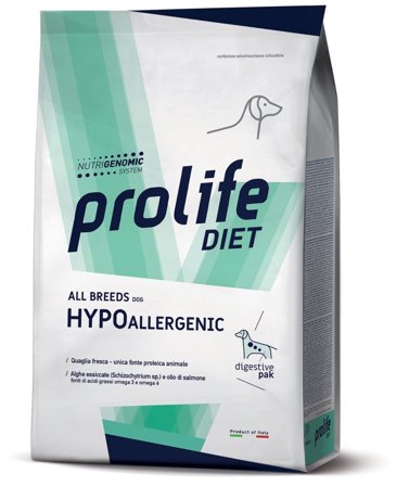 Prolife Dog Diet Hypoallergenic Quaglia Cibo Secco Per Cani All