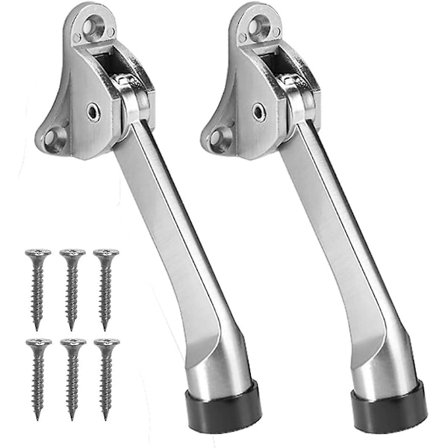 2 stk. dørstopper, forhindrer døren i å slå, dørstopper dørholder, med myke gummistøtfangere og skruer - sinklegering - 13 cm