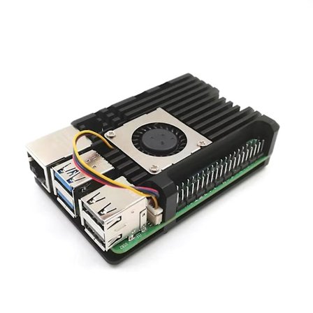 Raspberry Pi 5 Aluminiumhus med Radiell Blåser for Raspberry