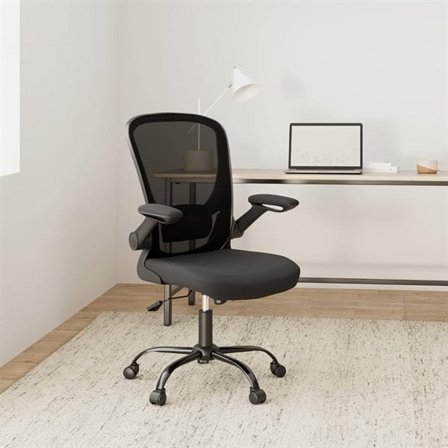 Ergonomisk kontorstol med armlæn og justerbart ryglæn - Sort