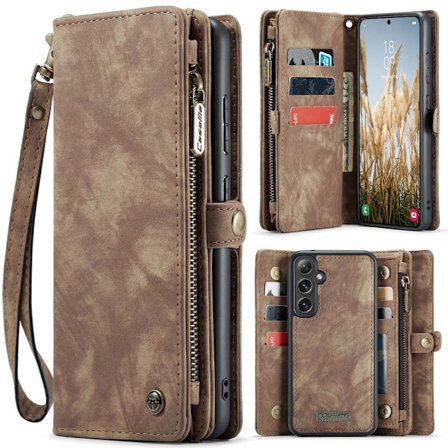 CaseMe Multi-Slot 2-in-1 Lompakko Kotelo Galaxy S25 Plus Ruskea
