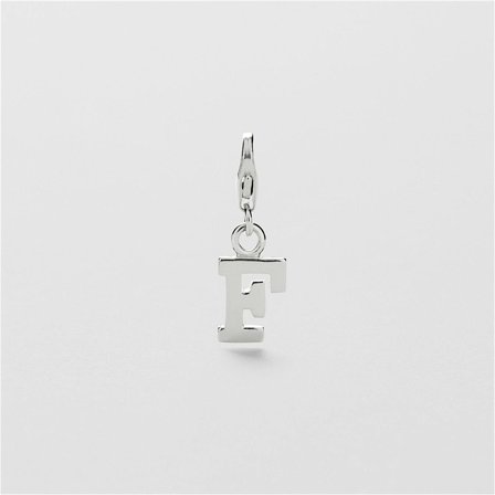 F Letter Charm - Sterling Silver - Safira