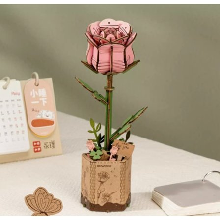 3D-pusselbukett i trä, blomsterhantverkssats i trä, eviga blommor, romantisk födelsedagspresent till mors dag