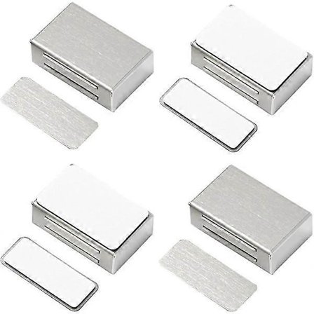 Magnetisk skaplås selvklebende Jiayi 4-pakning magnetisk dørfanger sterk skapdørmagnet lås rustfritt stål magnetisk lås for kjøkken