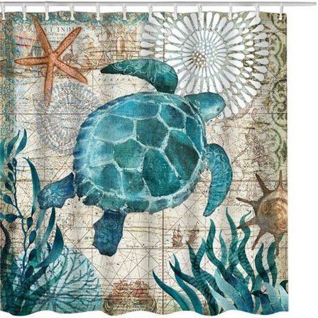 Dusjforheng Blå Havmønster Toppkvalitet Vanntett, An,ZQKLA