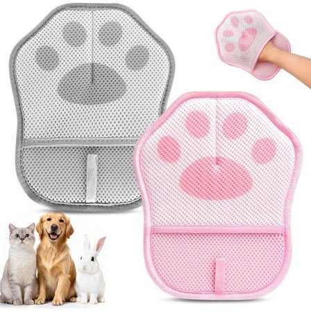 Kæledyrshårfjerningshandsker, velegnede til at fjerne kæledyrshår fra tøj, sofaer, tæpper og autostole, med kroge, genanvendelige, antistatiske (pink 