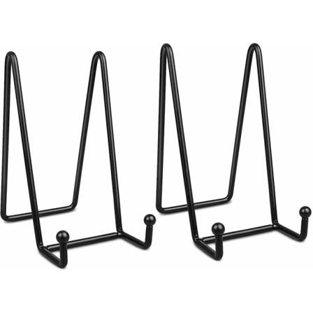 Dekorative Plateholdere i Metall, 15 cm, Svart, 2-pakning