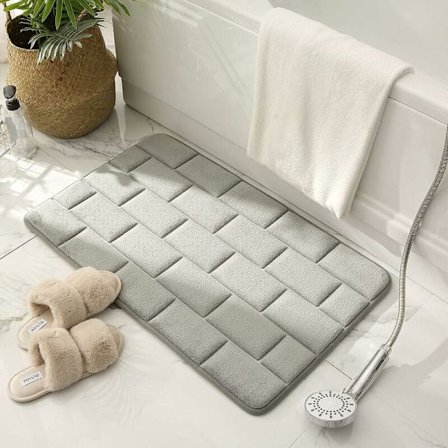 Halkskyddsmatta i minnesskum, absorberande badrumsmatta tvättbar badrumsmatta badrumsduschmatta 40*60cm (grå), 290g