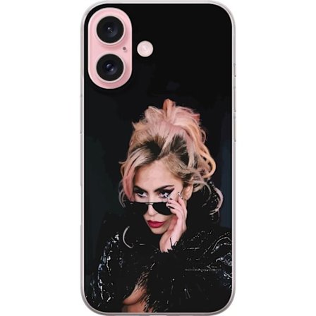 Kompatibelt Mobildeksel til Apple iPhone 16 Lady Gaga portrett med solbriller og dramatisk sminke i mørk glamorøs stil