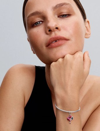 Pandora Love Lobster Sterling Silver Double Dangle With Clear Cubic Zirconia, Black, Glittery Red And Pink E - Silver - ONE SIZE