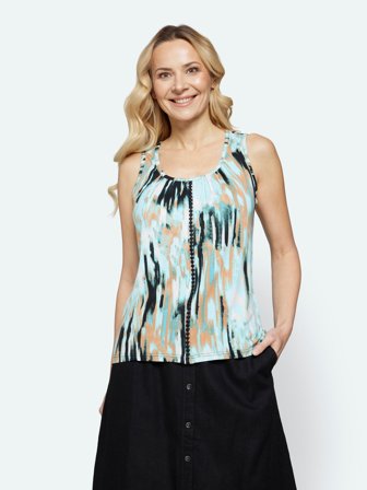 SIGNATURE - Top - Lys Turkis - Mønstret