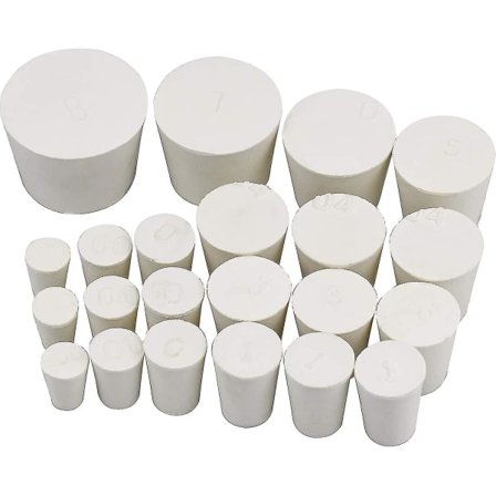 22 stk. solide gummipropper, solide koniske gummipropper til laboratorium (størrelser 000# -8#)