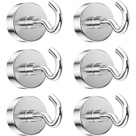 20mm magnetiske kroker 6 stk. sterke neodym rustfritt stål for kjøkken grill kjøleskap kompatibel med merker 12kg kapasitet avtakbar rund
