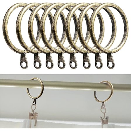 50-pack metallgardinringar 38 mm innerdiameter stora gardinstångsringar draperi glidande öljettringar hängande ringar gardiner (mässing)