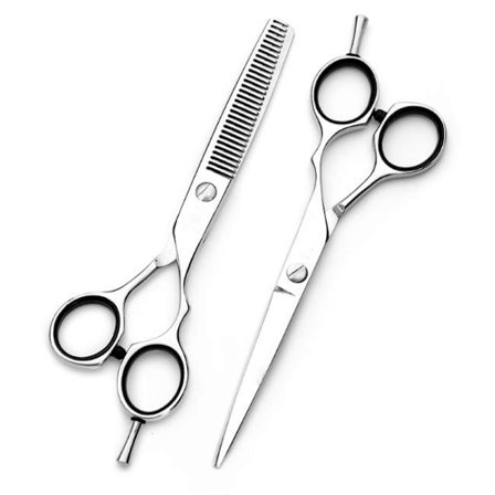 Frisørsaks + udtyndingssaks - Deluxe sort