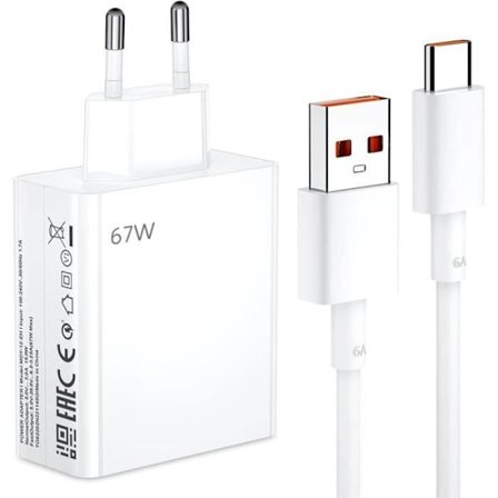 Oplader 67W - E.F.Connection - USB-C - Kabel 1M - Hurtigopladning - Til Xiaomi, Redmi - Indbygget sikkerhed