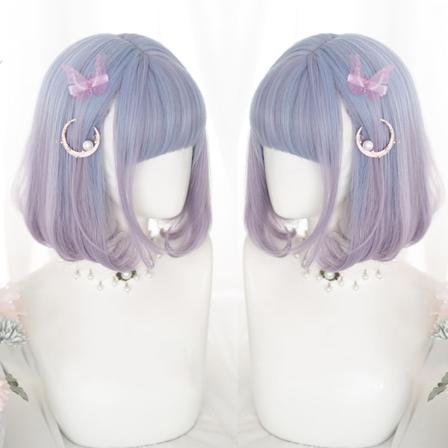 Kort Bob Peruk Med Bangs Syntetperuker För Dam Ombre Svart Re