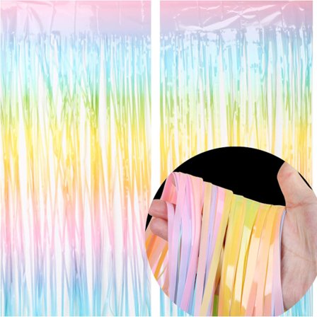 2 stk. Flerfarget Metallisk Frynser Gardiner Sekvens Gardin for Vegg