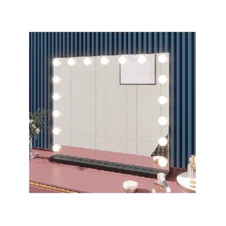 Hollywood Makeup Spejl 80 x 60 cm COSTWAY med 3 Lysyder, Bord- og Vægspejl med Belysning, Berøringskontrol