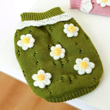 Puppy Two-legged Flowers Stickad Tröja Andas Pullover
