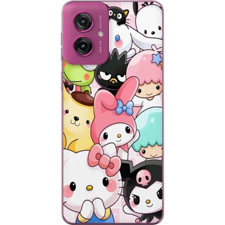 Yhteensopiva Puhelinkuori Motorola Moto G55 Tiheä kuvio suloisia hahmoja, joilla on suuret silmät eri väreissä ja ilmeissä LABUBU-tekstillä