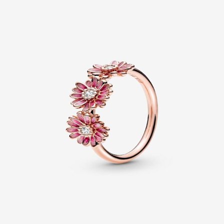 Pandora - Rosa Daisy Blom Trio Ring - 14k roségullbelagt