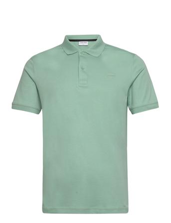 Smooth Cotton Slim Polo Polos Short-sleeved Grønn Calvin Klein*Betinget Tilbud